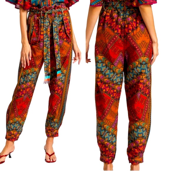 Farm Rio Striped Paperbag Pants size small - Picture 1 of 4